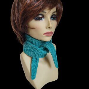 Sophie Scarf Classic Design Small Double Wrap Handmade Knitted Acrylic Jade